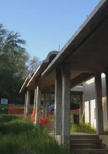 Exterior corridor with the foam